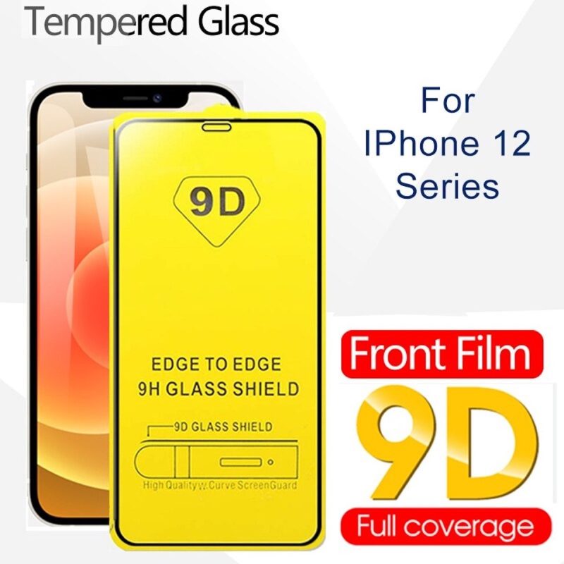 VIDRIO TEMPLADO 9D IPHONE 12 PRO 6.1 PULGADAS COBERTURA COMPLETA (2)
